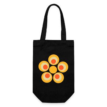 70s Flower Pattern - Gift Bag for Bottles - black - Front