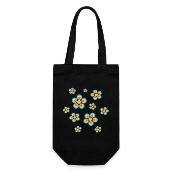 Blume hellblau blaue Blume Blumen blau rot Hippie - Geschenkbeutel für Flaschen - Schwarz - Vorne