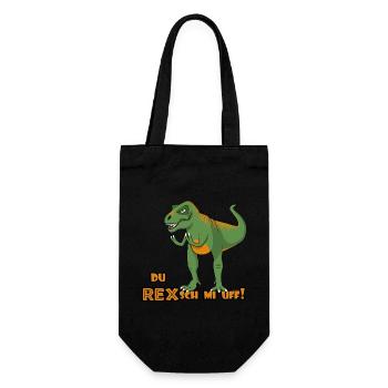 T-Rex "Regsch mi uf" Schweizerdeutsch - Geschenkbeutel für Flaschen - Schwarz - Vorne