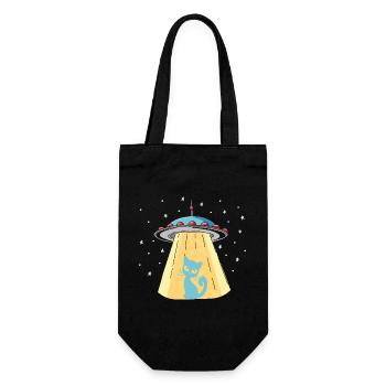 Humorous UFO cat print - Gift Bag for Bottles - black - Front