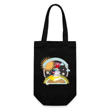 little bookworm with thirst for knowledge reads a book - Gift Bag for Bottles - black - Front