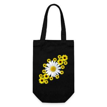 Margerite mit Sonnenblumen Blumenmuster Blüte - Geschenkbeutel für Flaschen - Schwarz - Vorne
