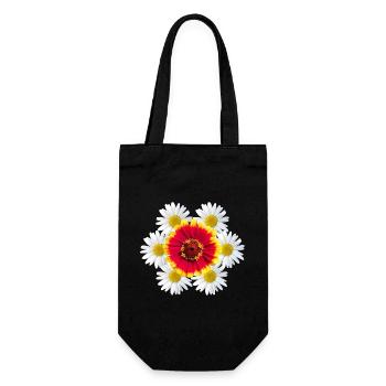 Zinnia with daisies Floral pattern Zinnia Flower - Gift Bag for Bottles - black - Front