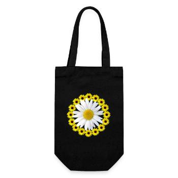 Sonnenblumen mit Margerite Blumenmuster Blüte - Geschenkbeutel für Flaschen - Schwarz - Vorne