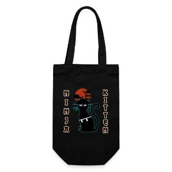 Ninja chat samouraï minou assassin minou miaou - Sac à bouteille - noir - Devant