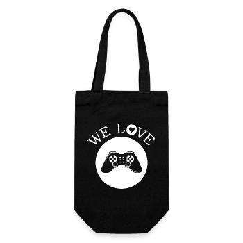 we love gaming games gamer Symbol Geschenk - Geschenkbeutel für Flaschen - Schwarz - Vorne