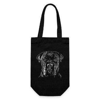 Hundeportrait für stolze Hundebesitzer - Geschenkbeutel für Flaschen - Schwarz - Vorne