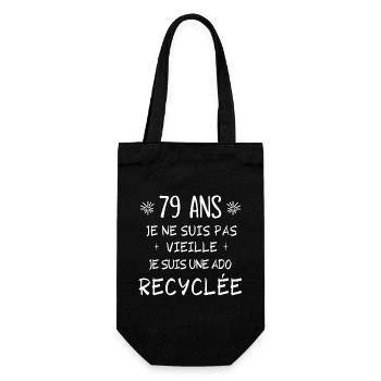 ado recyclée, anniversaire 79 ans, j'ai 79 ans - Sac à bouteille - noir - Devant