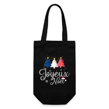 Joyeux Noël Weihnachtsbäume Frankreich Flagge - Geschenkbeutel für Flaschen - Schwarz - Vorne