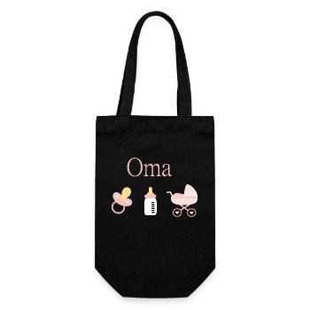 Oma Geburt Mädchen Vorlage personalisierbar - Geschenkbeutel für Flaschen - Schwarz - Vorne