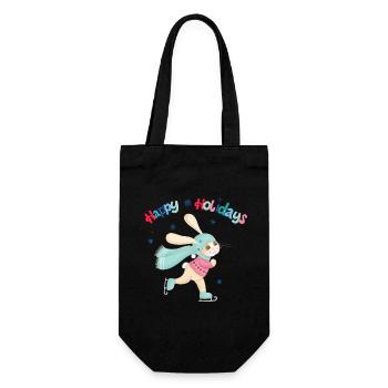 Rabbit skating: Happy winter time - Gift Bag for Bottles - black - Front