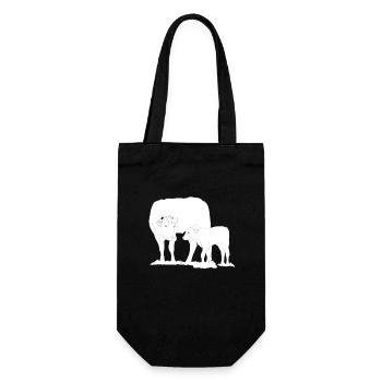 Vache avec lineart de veau - Sac à bouteille - noir - Devant
