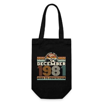 December Born 1981 41st birthday gift - Gift Bag for Bottles - black - Front