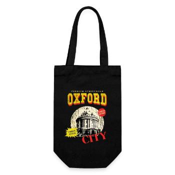 Oxford England UK Stadt Skyline Vintage Retro - Geschenkbeutel für Flaschen - Schwarz - Vorne