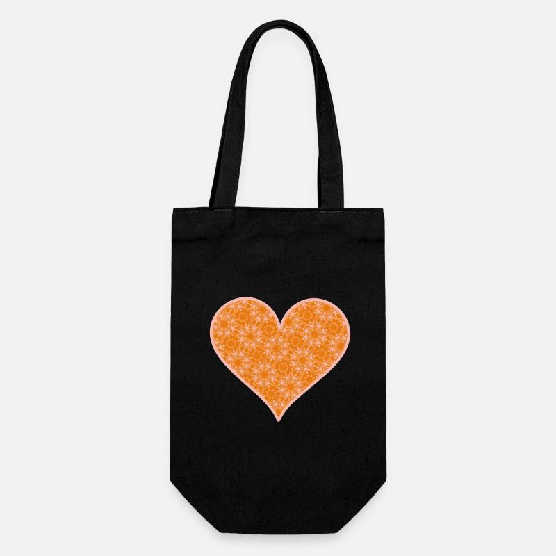 Cœur orange rose - Sac à bouteille - noir