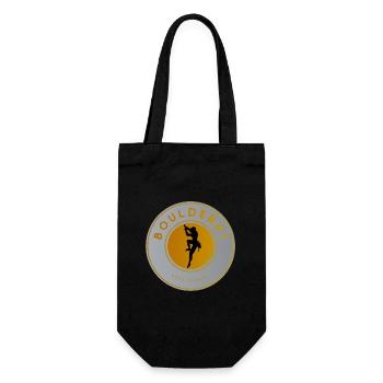 Bouldern: Kletter-Silhouette, Boulder-Queen - Geschenkbeutel für Flaschen - Schwarz - Vorne