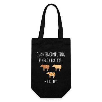 Quantencomputing mit Kühen Lustig Geschenk Kuhbit - Geschenkbeutel für Flaschen - Schwarz - Vorne