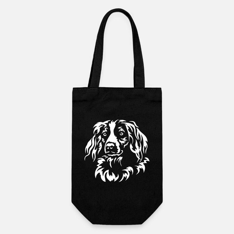 Epagneul Breton Kopf "Black Edition" - Geschenkbeutel für Flaschen - Schwarz