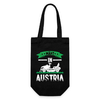 Mäht in Austria Herzschlag Rasenmähen Garten - Geschenkbeutel für Flaschen - Schwarz - Vorne