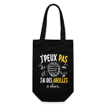 J'peux Pas J'Ai des Abeilles à élever Humoristique - Sac à bouteille - noir - Devant