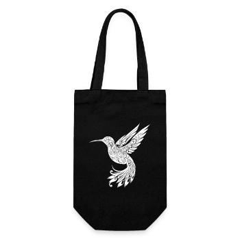 Exotischer schwebender Kolibri tribal Schwingen - Geschenkbeutel für Flaschen - Schwarz - Vorne