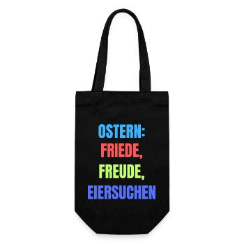 Ostern Friede Freude Eiersuchen lustiger Spruch - Geschenkbeutel für Flaschen - Schwarz - Vorne
