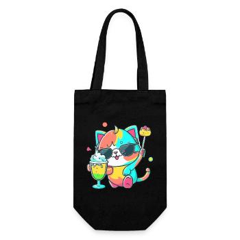 Le chat casual : lunettes de soleil et cocktail - Sac à bouteille - noir - Devant