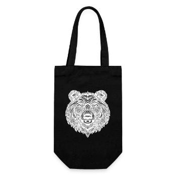 Cute shaggy bear's head - Gift Bag for Bottles - black - Front