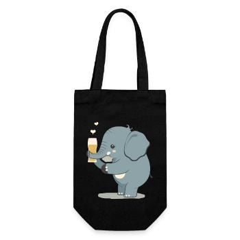 Cute elephant drinks a big glass of beer - Gift Bag for Bottles - black - Front