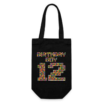 Süßes Geschenk zum 12. Geburtstag 12 Jahre alter Block - Geschenkbeutel für Flaschen - Schwarz - Vorne