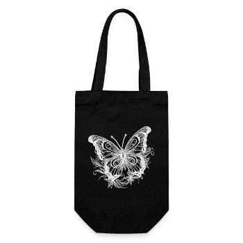 Flower Tattoo Style Butterfly - Gift Bag for Bottles - black - Front
