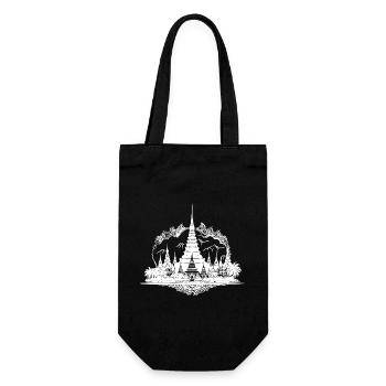 Exotic Thailand Temple Tattoo Style Reminder - Gift Bag for Bottles - black - Front