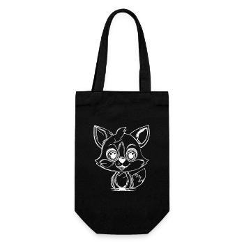 Süsser Kinder Fuchs großen Augen Ohren Portrait - Geschenkbeutel für Flaschen - Schwarz - Vorne