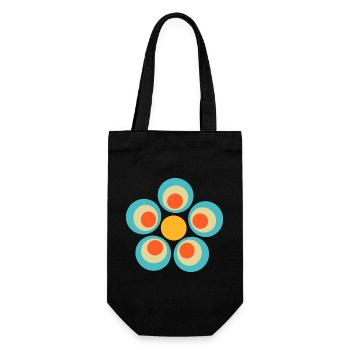 Blume hellblau blaue Blume Blumen blau rot Hippie - Geschenkbeutel für Flaschen - Schwarz - Vorne