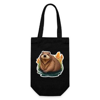 Beaver cute - Gift Bag for Bottles - black - Front