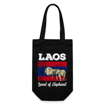 Laos Laote Laoten Flagge Elefant Lao I Geschenk - Geschenkbeutel für Flaschen - Schwarz - Vorne