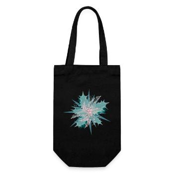 Branche de houx en turquoise, argent et rose sombre - Sac à bouteille - noir - Devant