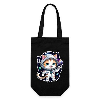 Astronaut Katze - Weltraum - Geschenkbeutel für Flaschen - Schwarz - Vorne