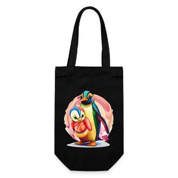 Penguin mother and baby - Gift Bag for Bottles - black - Front