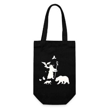 Fantasy Rollenspiel - Druide Silhouetten Design - Geschenkbeutel für Flaschen - Schwarz - Vorne