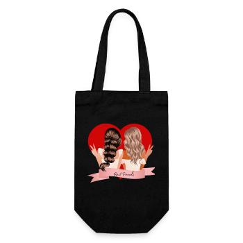 Beste Freunde - Geschenkbeutel für Flaschen - Schwarz - Vorne