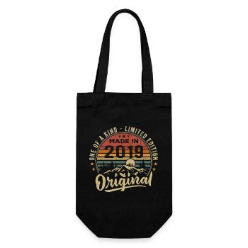 Geboren 2019 Original Retro Vintage Jubiläum 2019 - Geschenkbeutel für Flaschen - Schwarz - Vorne