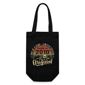 Born 2010 Original Retro Vintage Birthday 2010 - Gift Bag for Bottles - black - Front