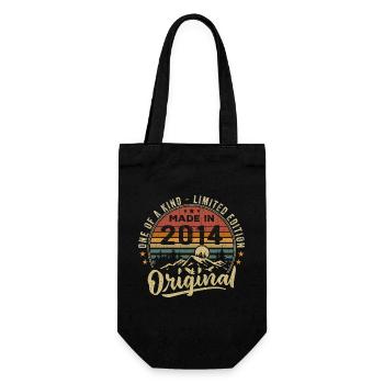 Geboren 2014 Original Retro Vintage Geburtstag 2014 - Geschenkbeutel für Flaschen - Schwarz - Vorne
