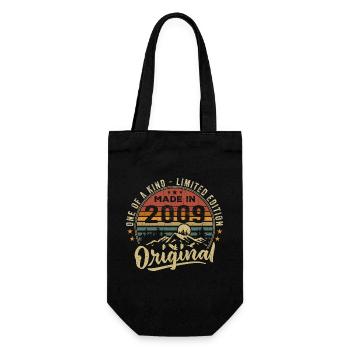 Geboren 2009 Original Retro Vintage Geburtstag 2009 - Geschenkbeutel für Flaschen - Schwarz - Vorne