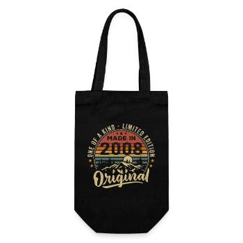 Born 2008 Original Retro Vintage Birthday 2008 - Gift Bag for Bottles - black - Front