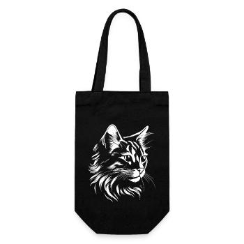 Katze, katzenmotiv, süße, geschenk, geschenkideen - Geschenkbeutel für Flaschen - Schwarz - Vorne