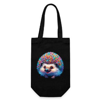 Igel - Geschenkbeutel für Flaschen - Schwarz - Vorne