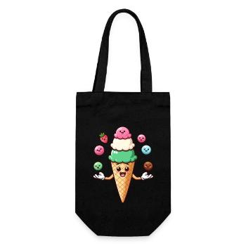 Ice Cream Ice Cream Cone Kawaii Funny Summer Sundae - Gift Bag for Bottles - black - Front