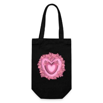 Herz mit rosa Blumen, ein liebes Dankeschön. - Geschenkbeutel für Flaschen - Schwarz - Vorne